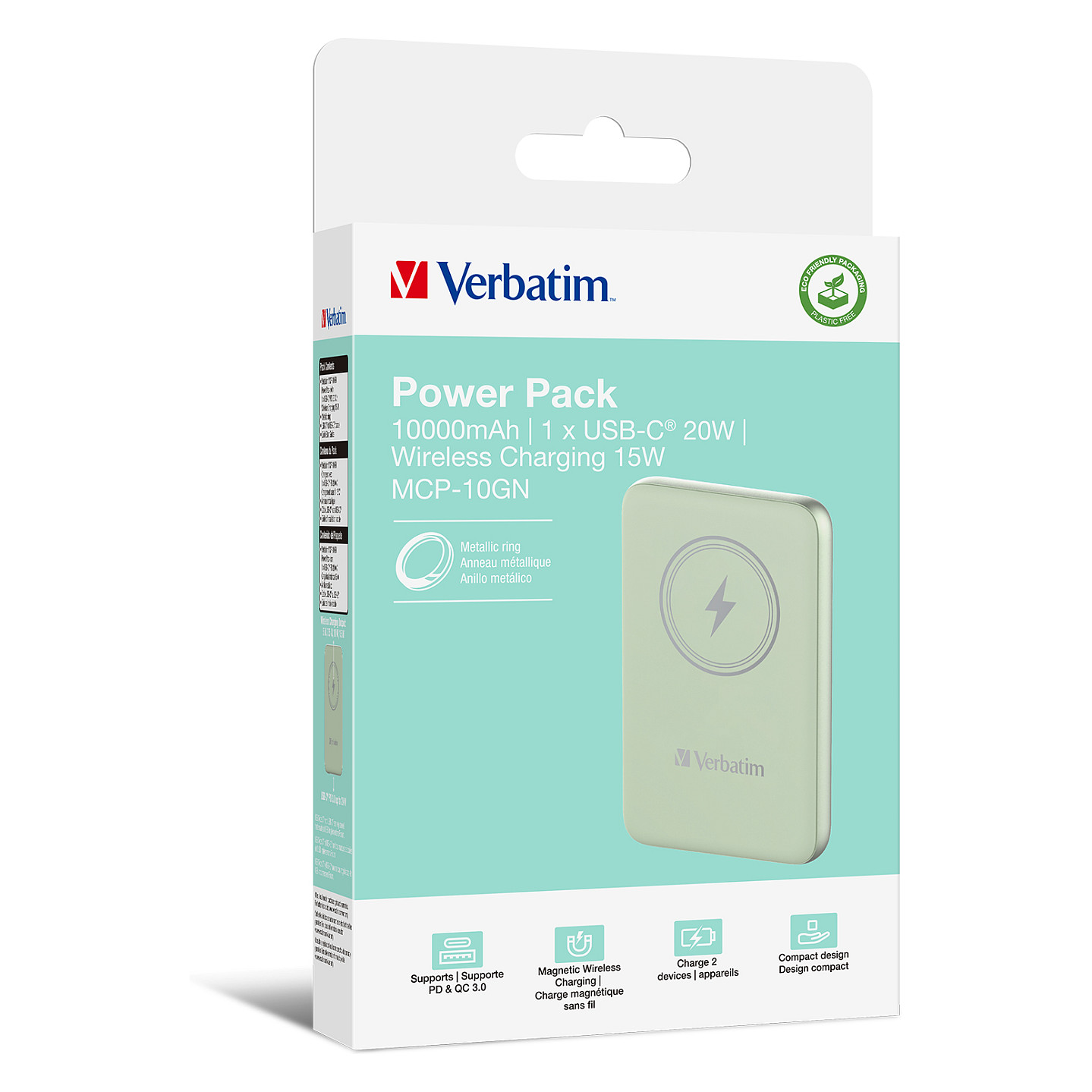 Prijenosna baterija VERBATIM Charge'n'Go Magnetic Wireless Power Bank 10000 mAh Green (20W PD, 15W MagSafe)-4