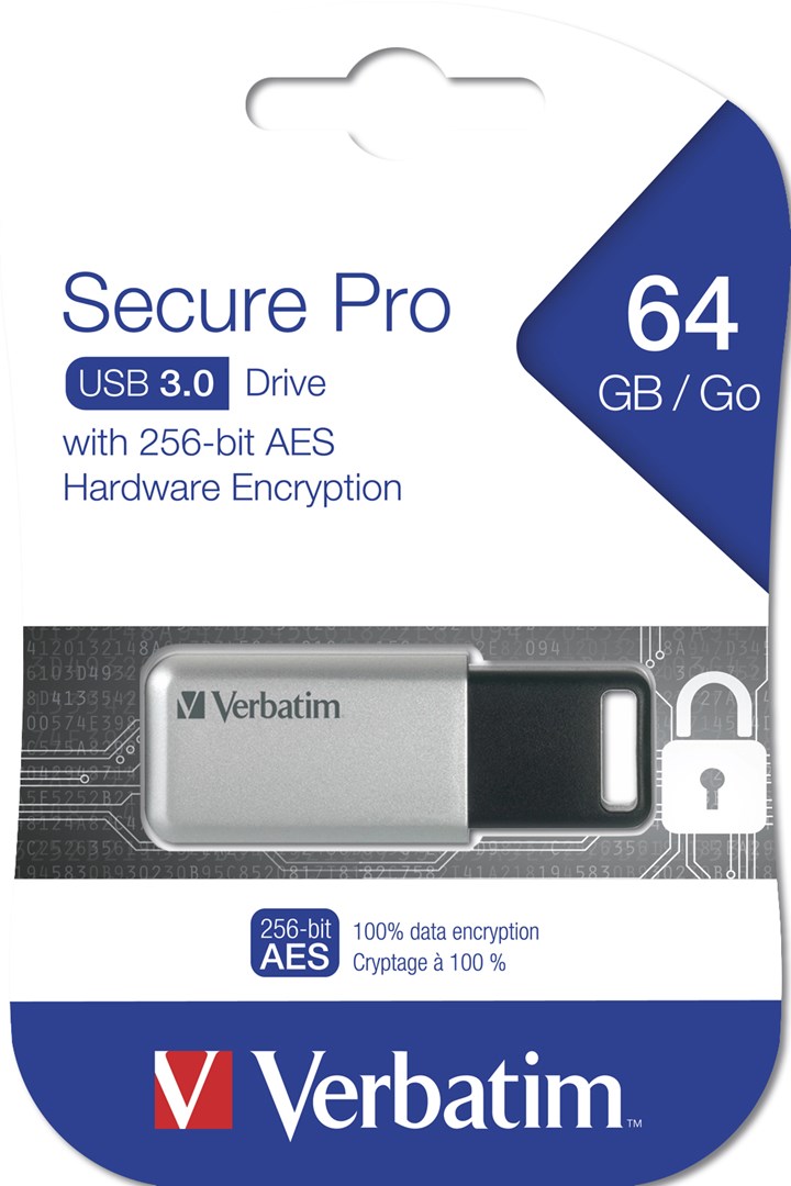 USB-Stick 64GB Verbatim 3.2 Drive Secure Data Pro (PC&MAC)-1