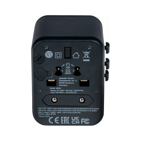 Univerzalni putni adapter VERBATIM UTA-02 (1x USB-A, 1x USB-C)-0