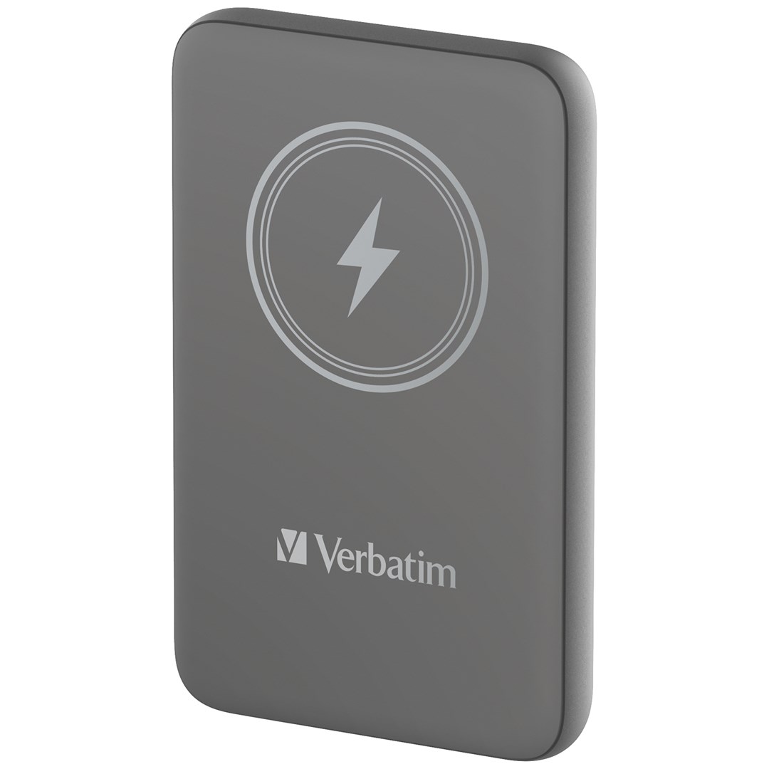 Prijenosna baterija VERBATIM Charge'n'Go Magnetic Wireless Power Bank 10000 siva (10000 mAh, 15W MagSafe, 20W PD)