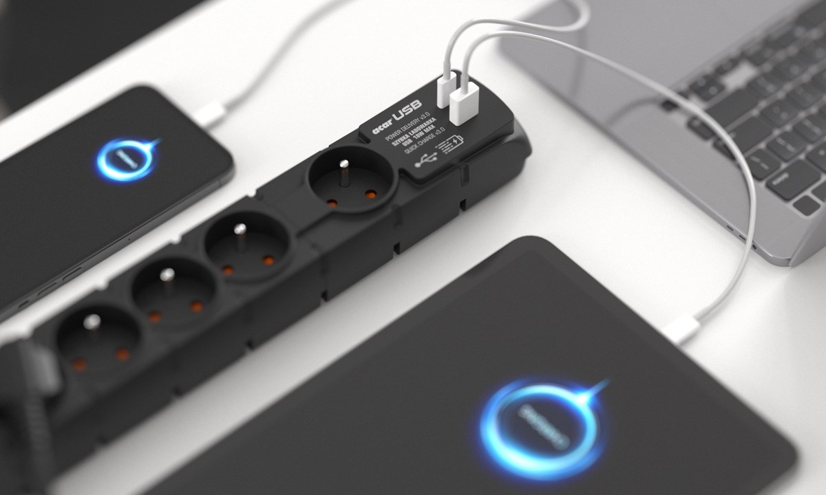 POWER STRIP ACAR S6 USB A+C 1.5M 6X 230V PL PD 3.0 QC BLACK-6