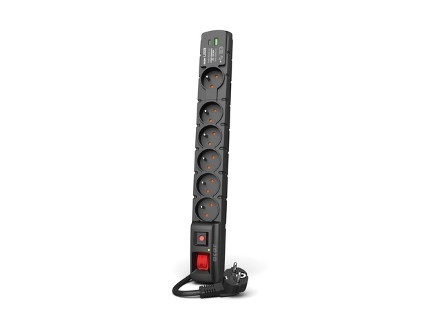 POWER STRIP ACAR S6 USB A+C 1.5M 6X 230V PL PD 3.0 QC BLACK-1