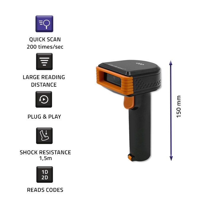 Qoltec 50878 Wireless 1D| 2D barcode reader |+ docking station-2