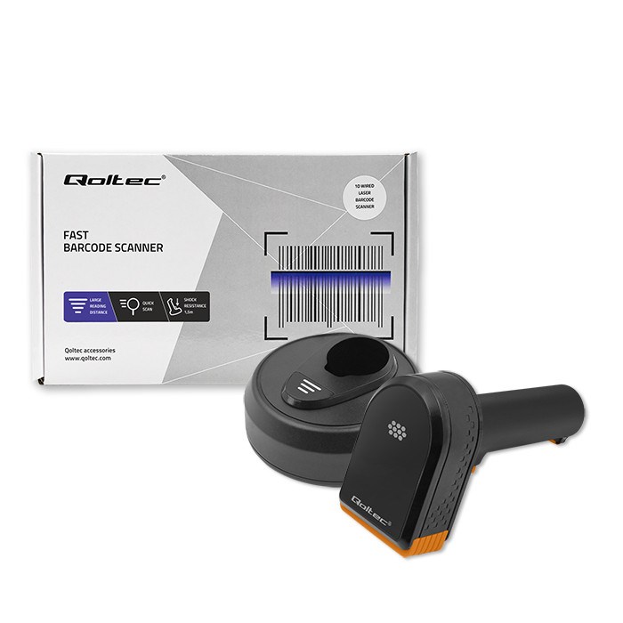 Qoltec 50878 Wireless 1D| 2D barcode reader |+ docking station-1
