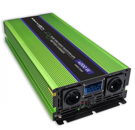 Qoltec Monolith Pretvarač Napona 12V na 230V 2000W/4000W, Čisti Sinus, s UPS Funkcijom i Punjačem