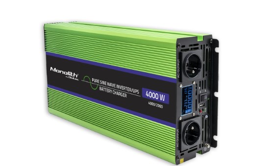 Qoltec Monolith Pretvarač Napona 12V na 230V 2000W/4000W, Čisti Sinus, s UPS Funkcijom i Punjačem-1