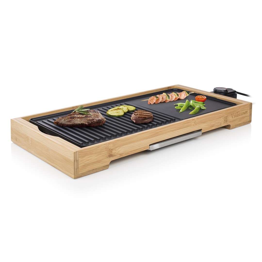 Stolni roštilj TRISTAR TG-2514B Bamboo Grill XL (2200W, 51x25 cm, neprijanjajući premaz)-6