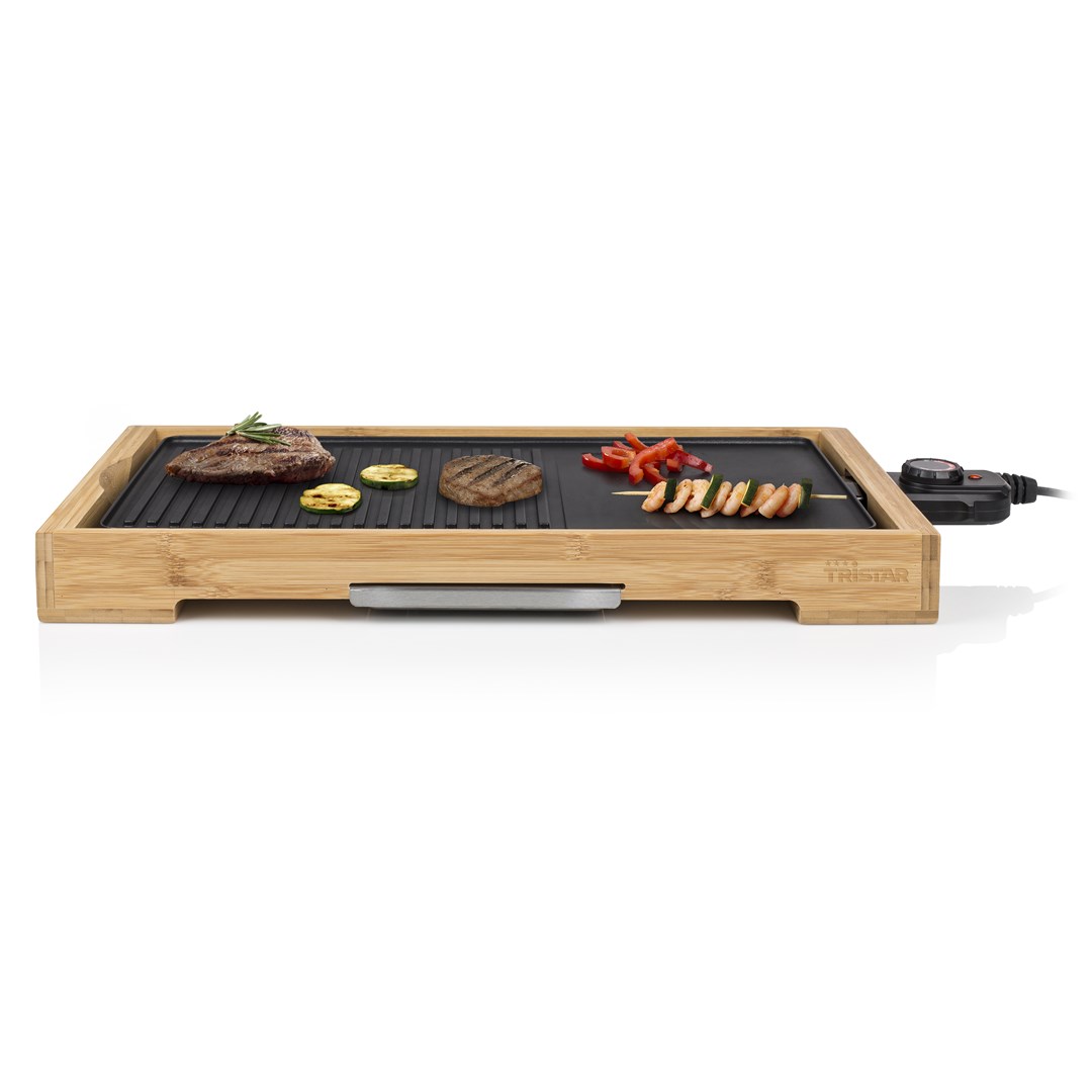 Stolni roštilj TRISTAR TG-2514B Bamboo Grill XL (2200W, 51x25 cm, neprijanjajući premaz)-9