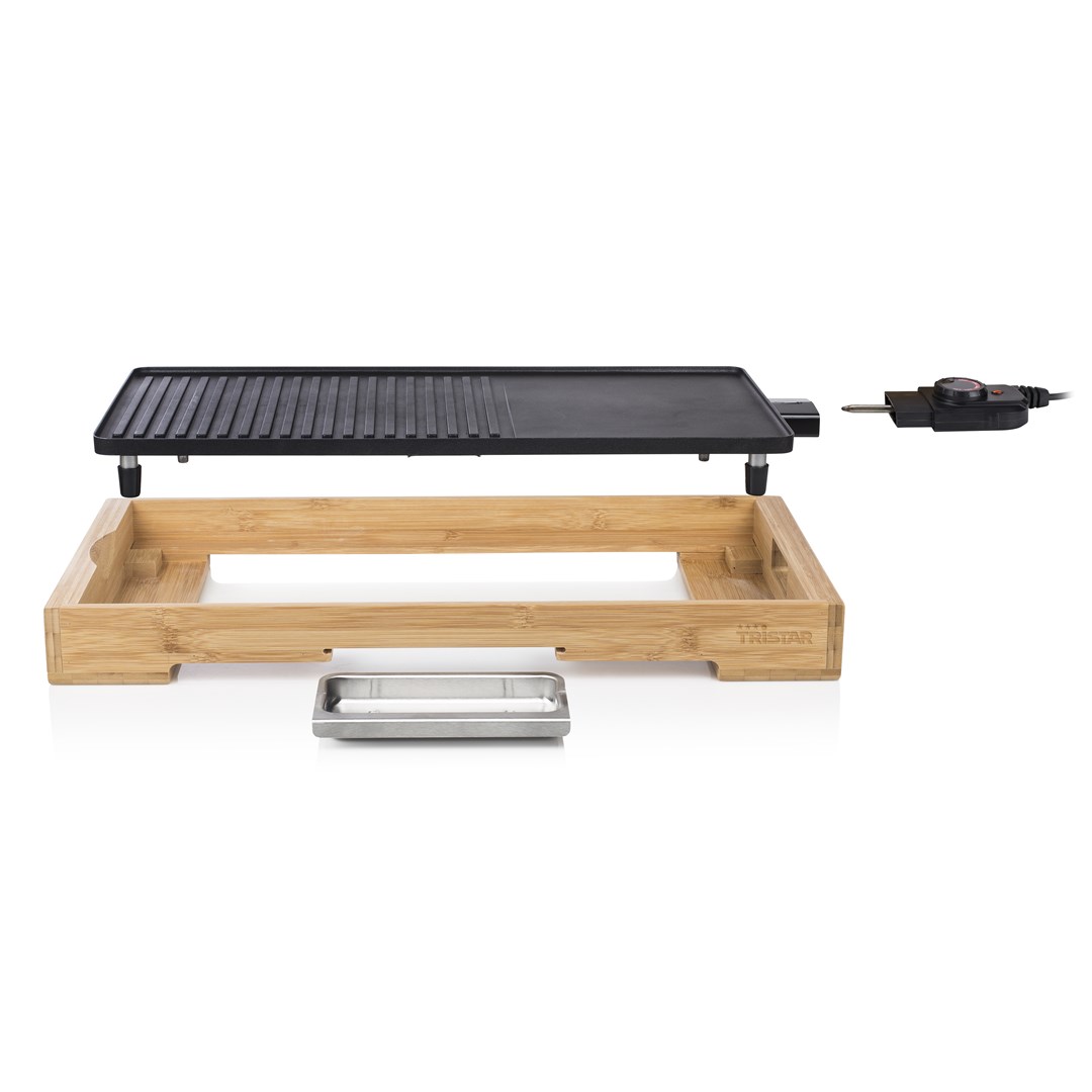 Stolni roštilj TRISTAR TG-2514B Bamboo Grill XL (2200W, 51x25 cm, neprijanjajući premaz)-8