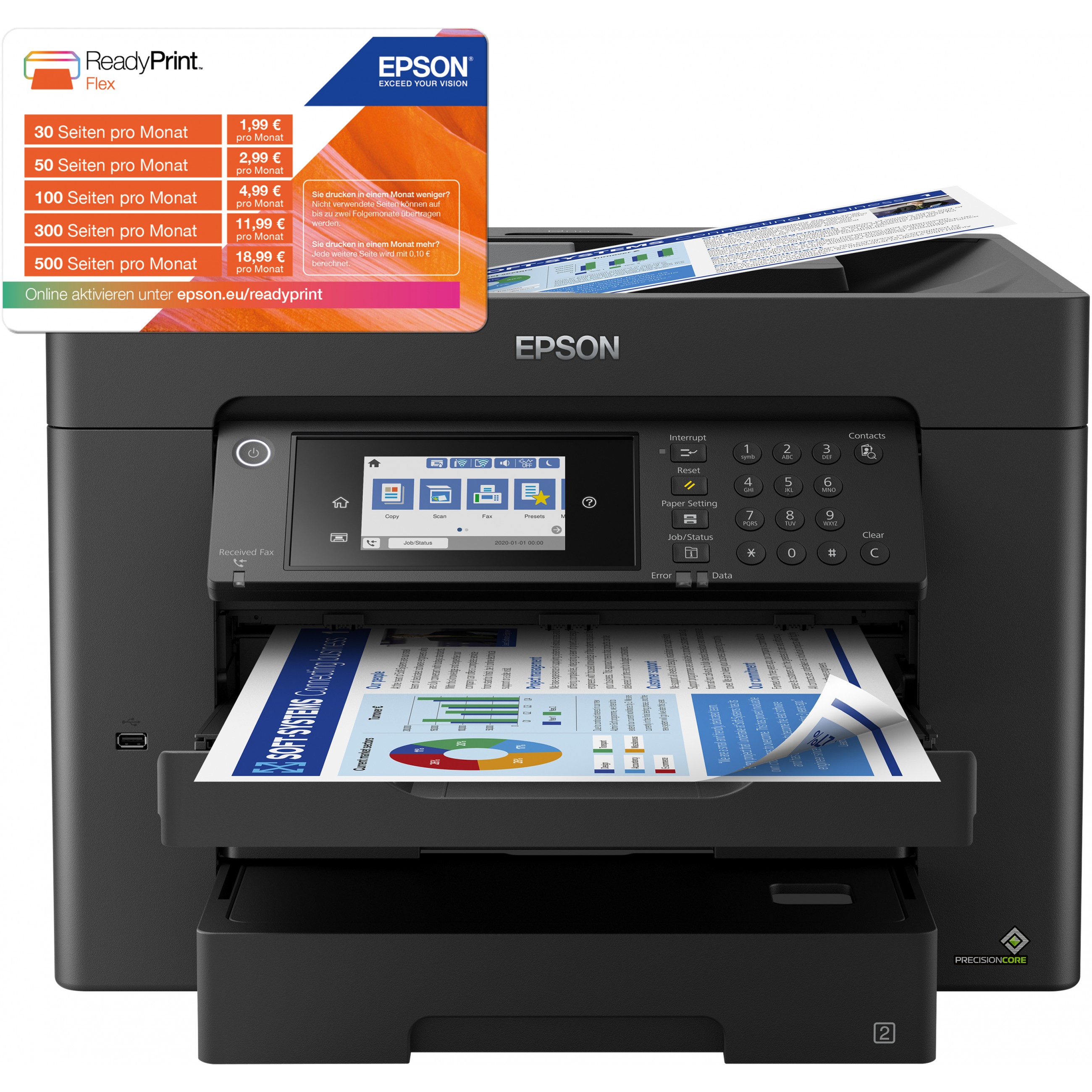 Pisač EPSON WorkForce WF-7840DTWF (Maksimalna rezolucija 4800 x 2400 DPI, Dupleks tiskanje, Boja Crna)-2
