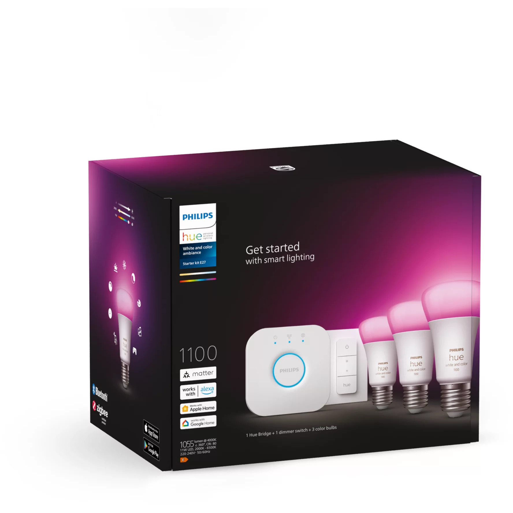 Smart lighting kit PHILIPS Hue WCA Starter Kit (3 bulb(s), E27, 9 W, RGBW 2000-6500K)-2