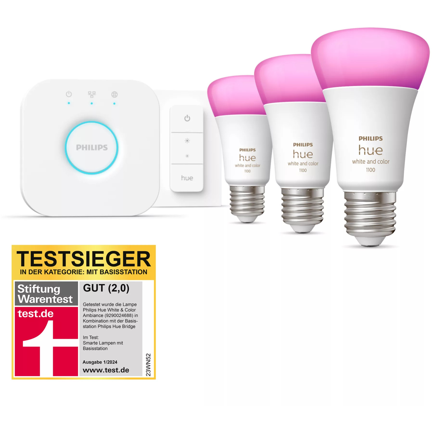 Smart lighting kit PHILIPS Hue WCA Starter Kit (3 bulb(s), E27, 9 W, RGBW 2000-6500K)-3