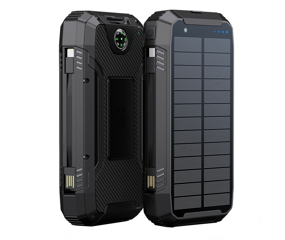 Punjač POWERNEED S20000Q mobilni uređaj univerzalni crna boja (solarno punjenje, USB, brzo punjenje, bežično punjenje)-0