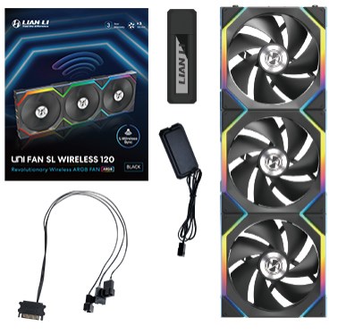 Ventilator LIAN LI UNI FAN SL, 3-Pack s kontrolerom, 120 mm, crni (bežični, ARGB, PWM)