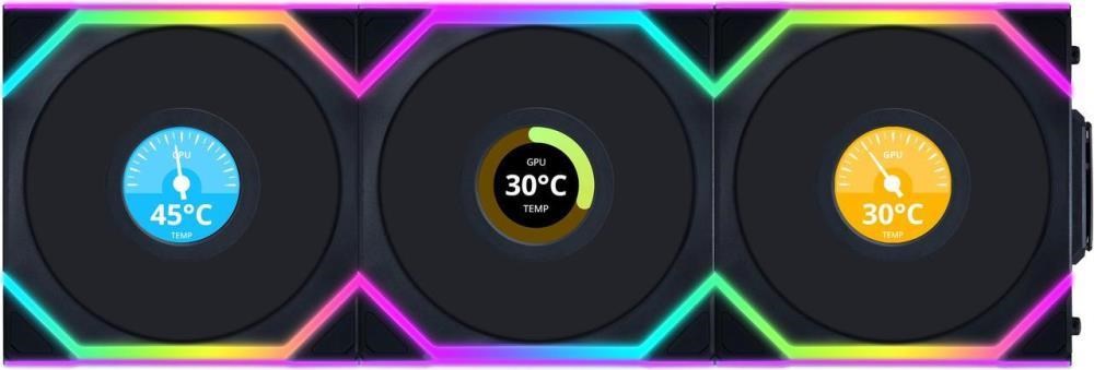 Lian Li UNI FAN SL Bežični LCD ventilator, ARGB, PWM, 3-Pack uključujući kontroler - 120 mm, crni (maksimalna brzina 1900 RPM, promjer 12 cm, maksimalni protok zraka 50.08 cfm, tip ležaja Fluid Dynamic Bearing (FDB), boja crna)-3