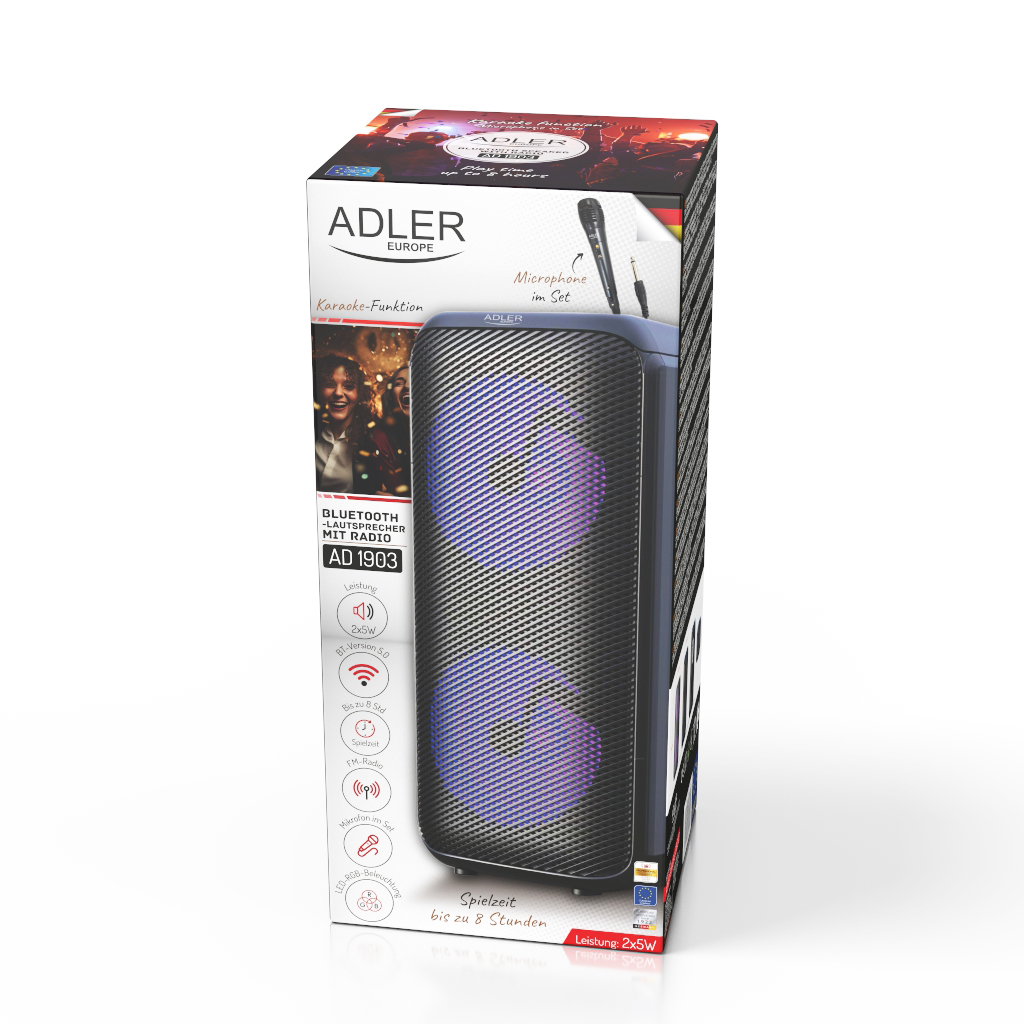 Party zvučnik ADLER AD 1903 (10 W, Bluetooth, radio, USB, RGB)-4