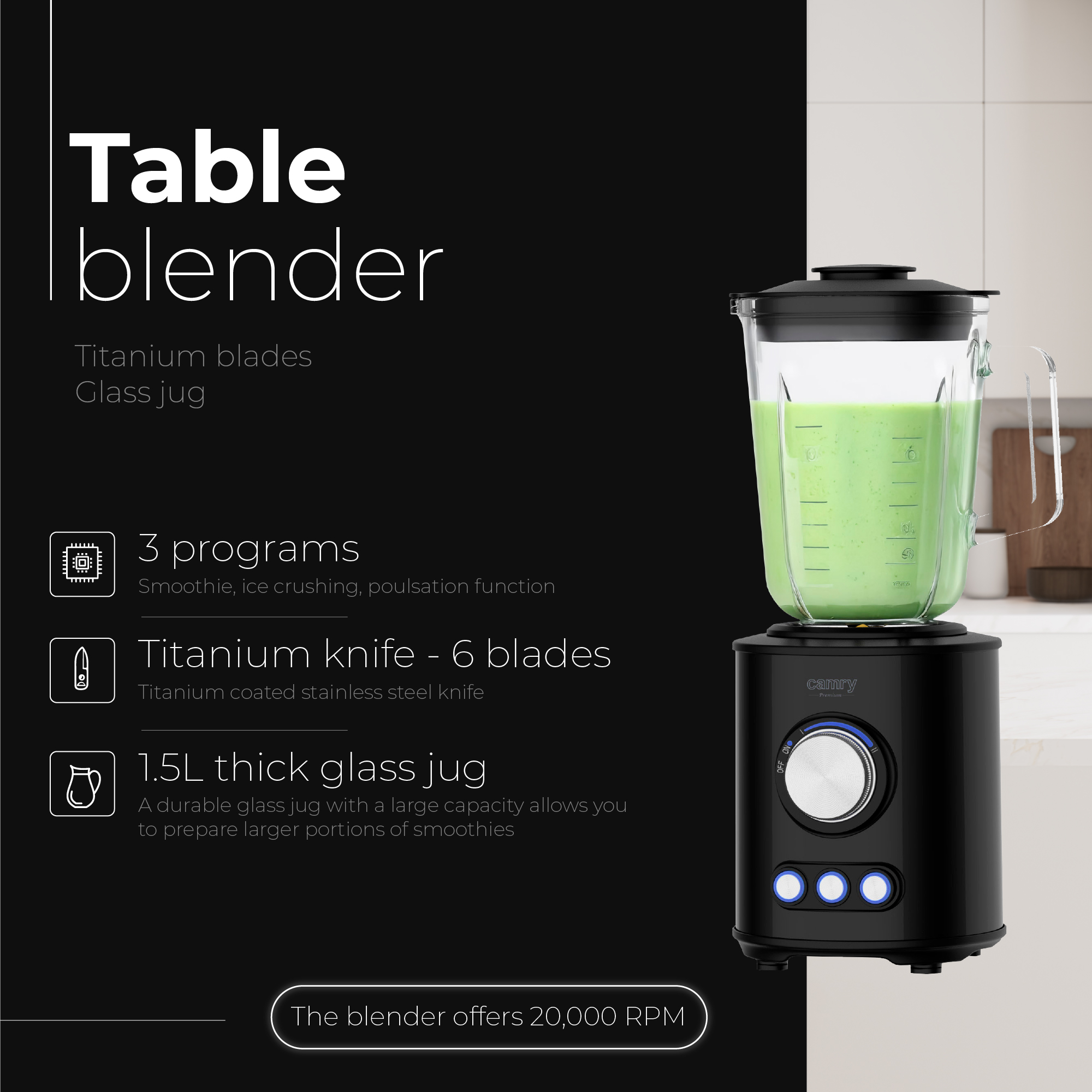 Blender CAMRY CR 4088 (1800 W, 1.5 L)-14