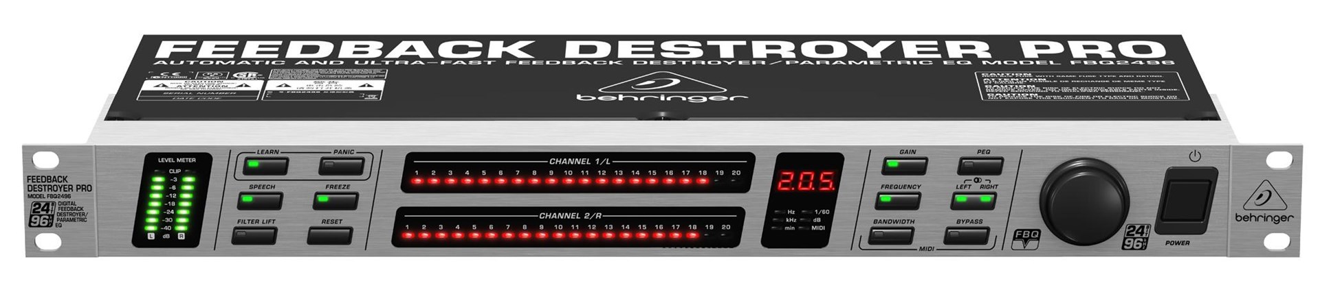 Procesor za eliminaciju mikrofonije BEHRINGER FBQ2496 Feedback Destroyer Pro (2-kanalni, 24-bit/96 kHz)-2