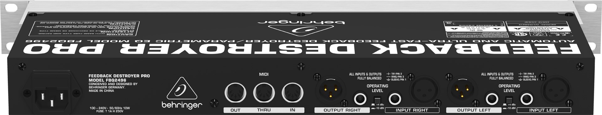 Procesor za eliminaciju mikrofonije BEHRINGER FBQ2496 Feedback Destroyer Pro (2-kanalni, 24-bit/96 kHz)-1