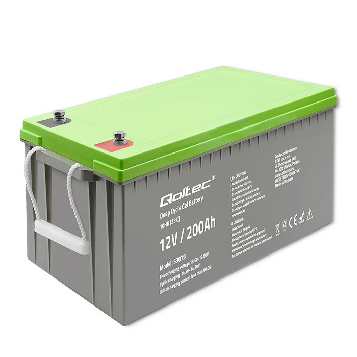Qoltec 53079 Deep Cycle Gel battery | 12V | 200Ah | 62.5kg-0