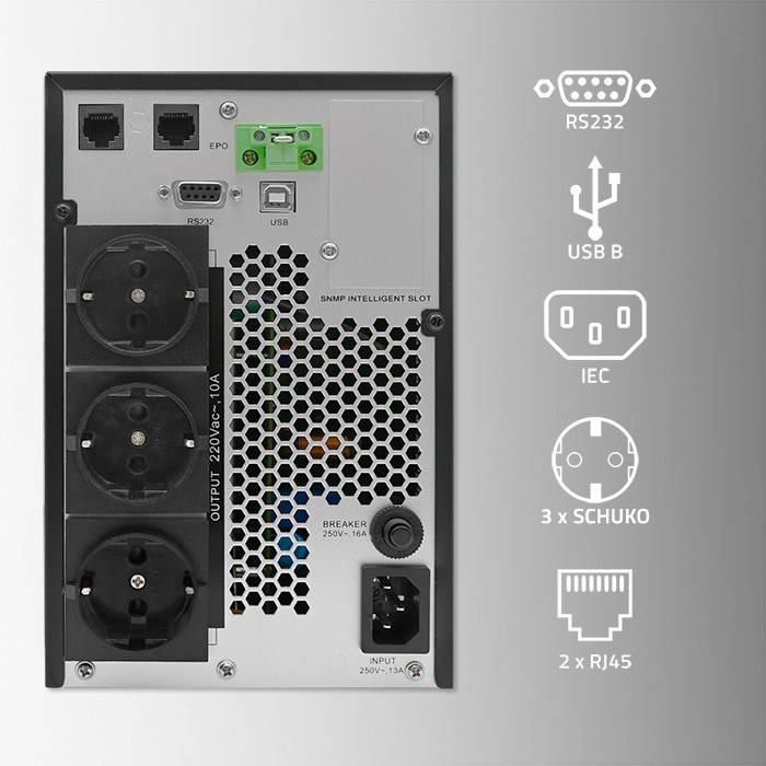 UPS Besprekidno Napajanje QOLTEC MONOLITH 52281 (2000VA/2000W, On-line, LCD, USB)-5