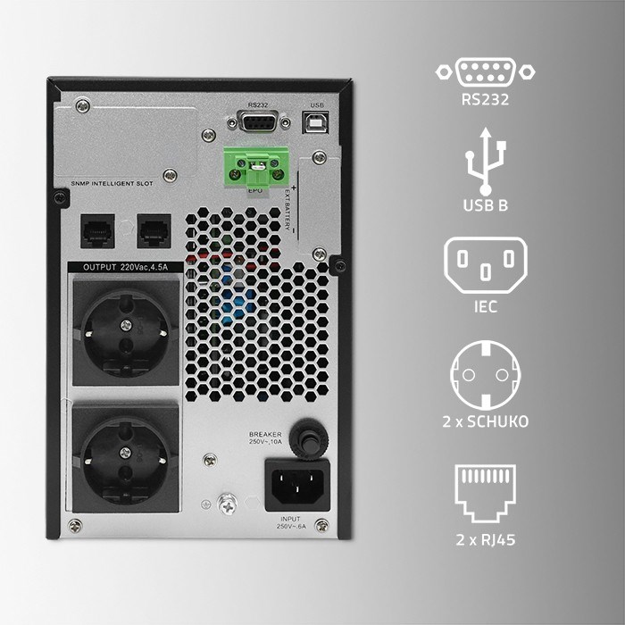 UPS - besprekidno napajanje QOLTEC Monolith 1000VA (1000W, On-line, LCD, EPO)-12