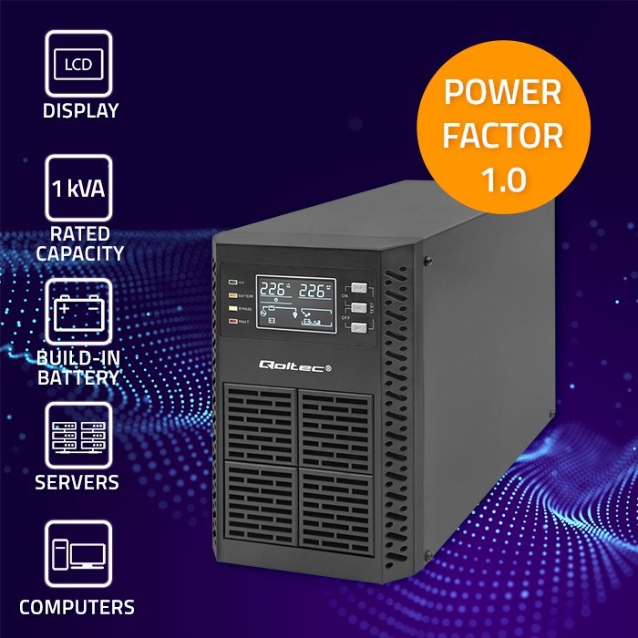 UPS - besprekidno napajanje QOLTEC Monolith 1000VA (1000W, On-line, LCD, EPO)-9