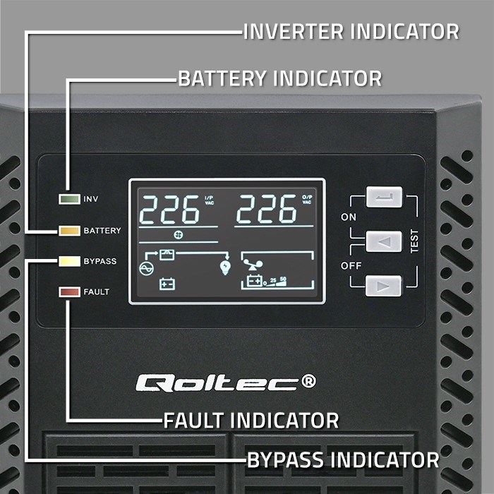 UPS - besprekidno napajanje QOLTEC Monolith 1000VA (1000W, On-line, LCD, EPO)-5