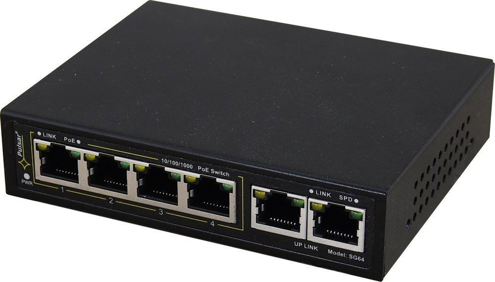 Switch PULSAR SG64 (4x PoE+, 2x Uplink, Gigabit)-0