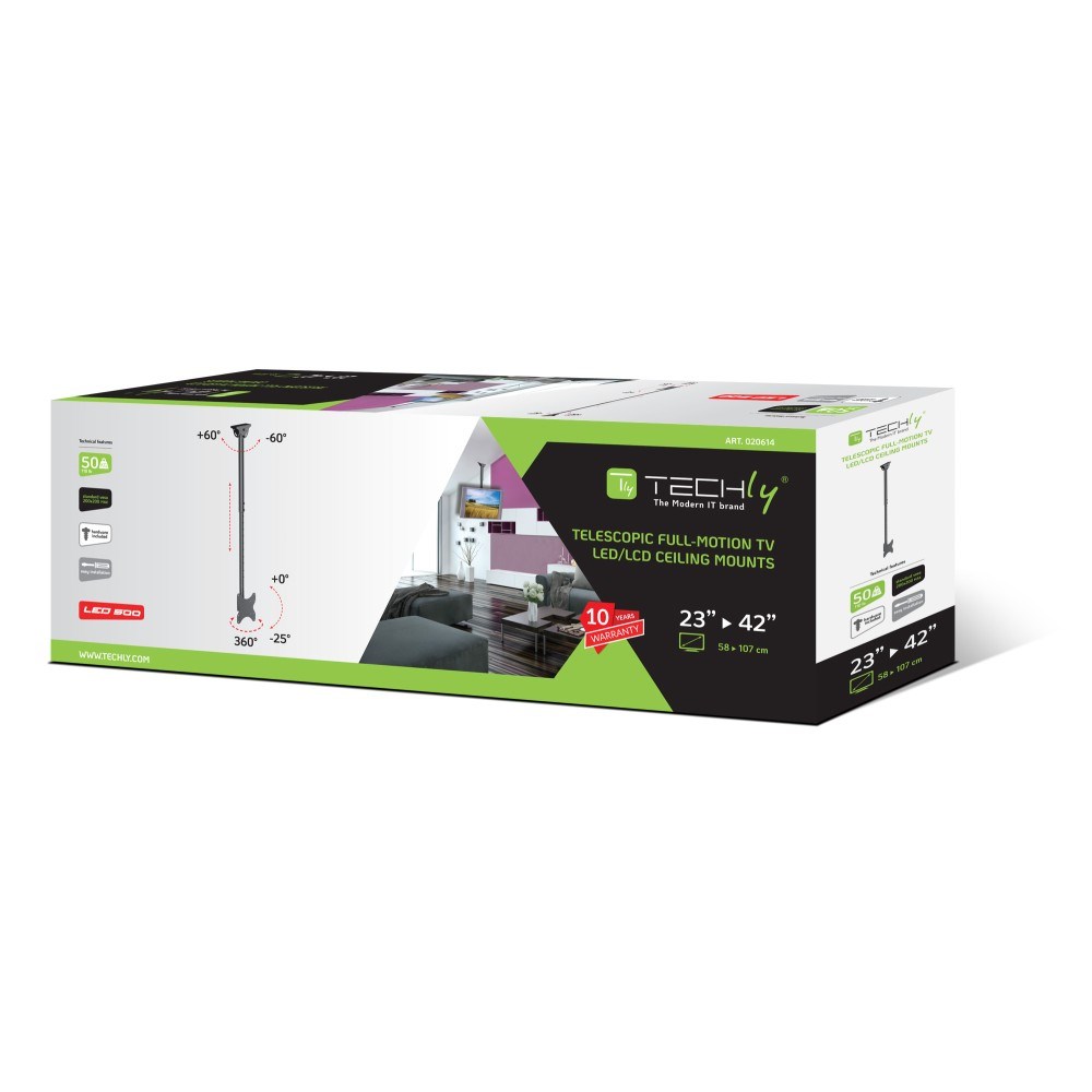 Stropni nosač za TV TECHLY ICA-CPLB 101, 23"-42", do 50kg, podesiv-1