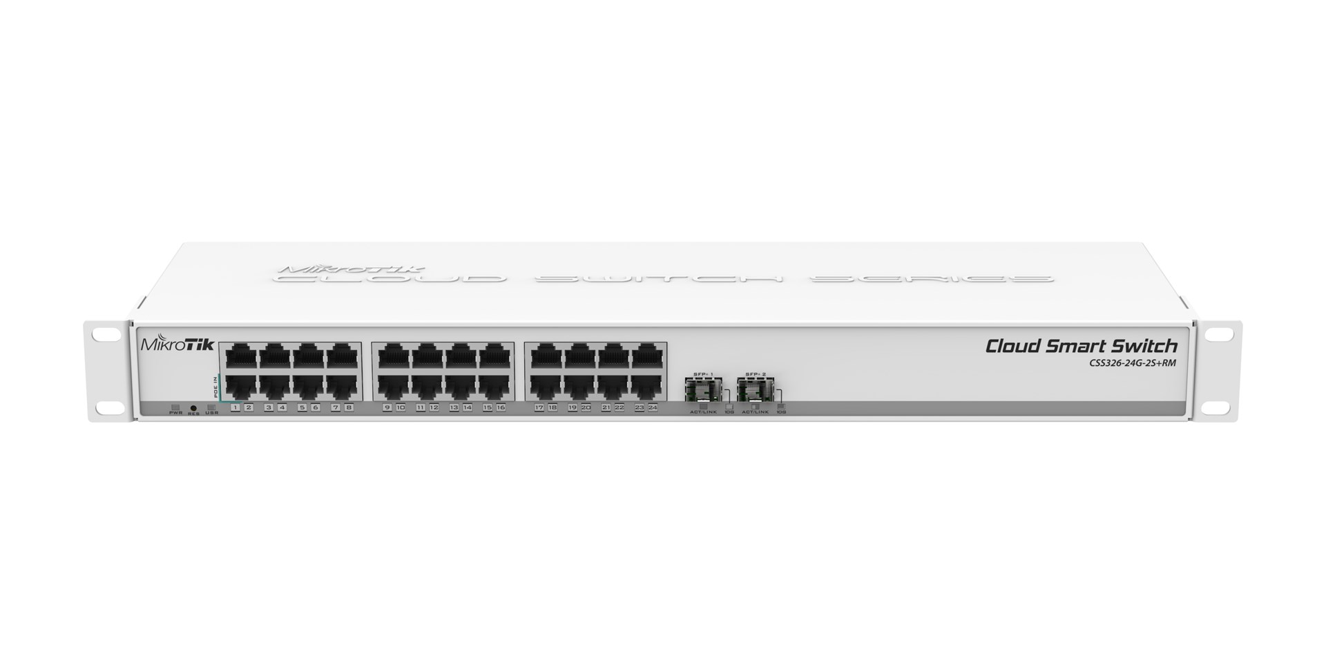 MikroTik CSS326-24G-2S+RM mrežni switch (24x Gigabit Ethernet, 2x SFP+, SwOS, 1U Rackmount)