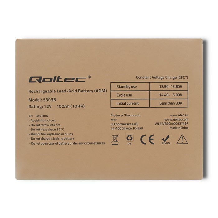 AGM akumulator QOLTEC 12V 100Ah-6