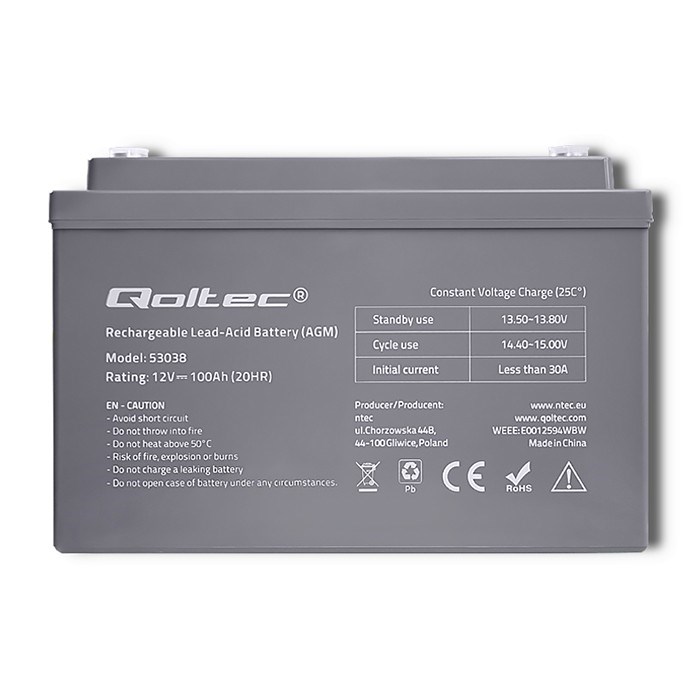AGM akumulator QOLTEC 12V 100Ah-1