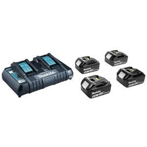 Makita set za napajanje 18V LXT (4x 5.0Ah baterije BL1850B + brzi dvostruki punjač DC18RD) u MAKPAC koferu-0