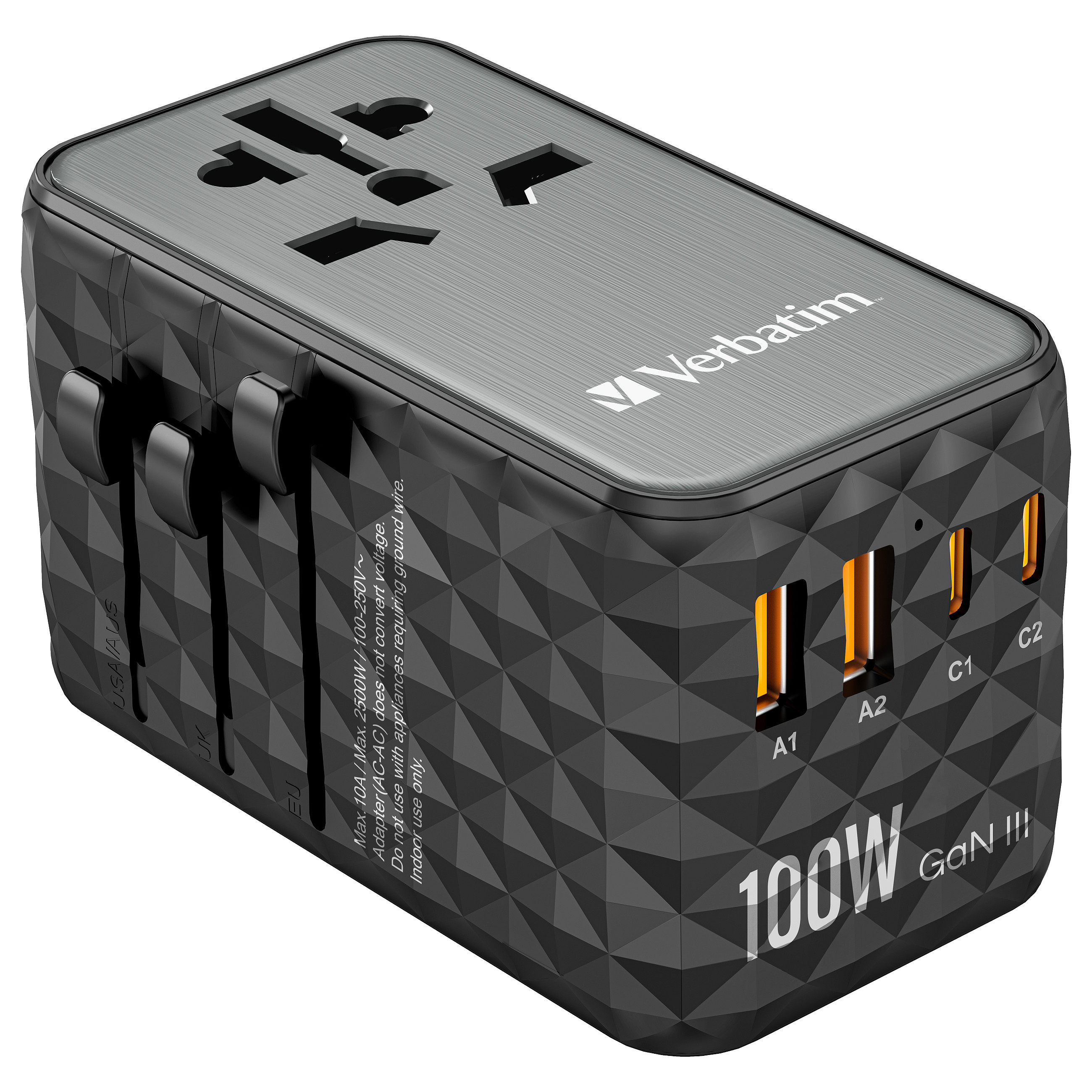 Univerzalni putni adapter VERBATIM UTA-06 100W GaN III s 2 x USB-C PD & QC 4+ & 2 x USB-A QC 3.0 priključcima-0