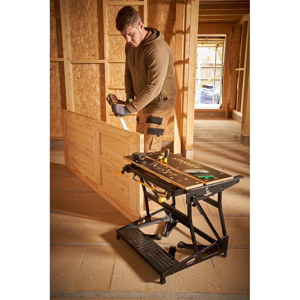 Radni stol Stanley 2-in-1 Premium (sklopiv, čelična konstrukcija, bambus, nosivost 250 kg, podesiva visina)-15