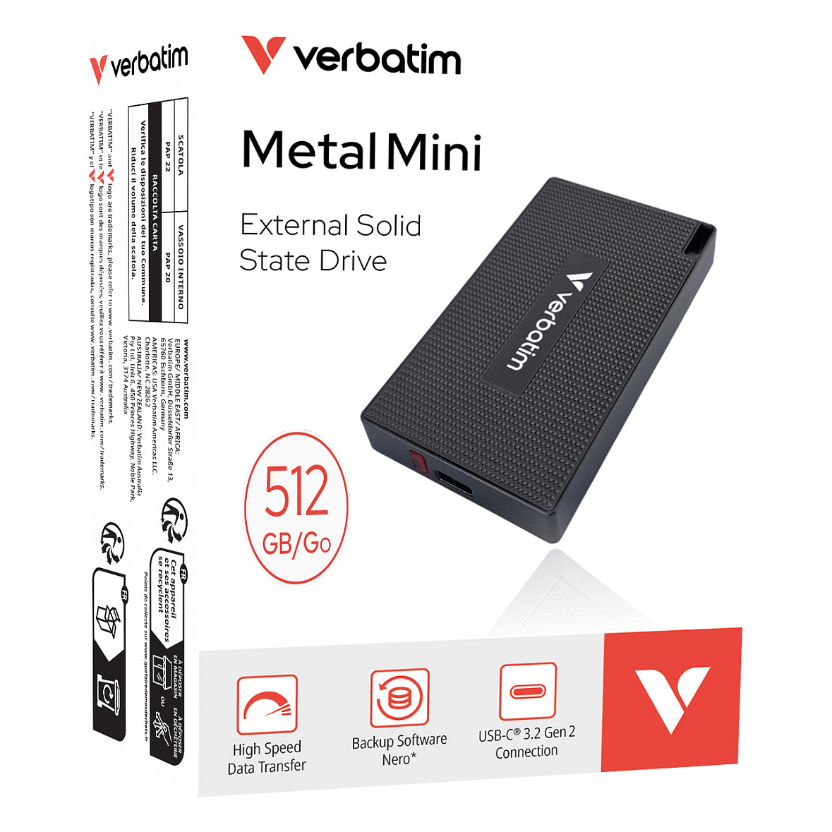 SSD VERBATIM Metal Mini 512GB USB-C 3.2 Gen 2x2 (Crni)-1