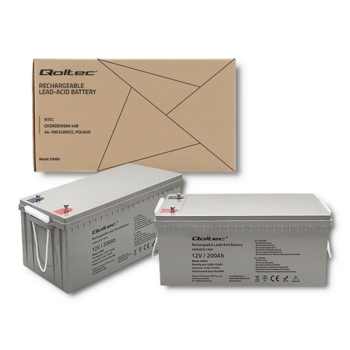 Qoltec 53069 AGM battery | 12V | 200Ah | max. 3000A-6