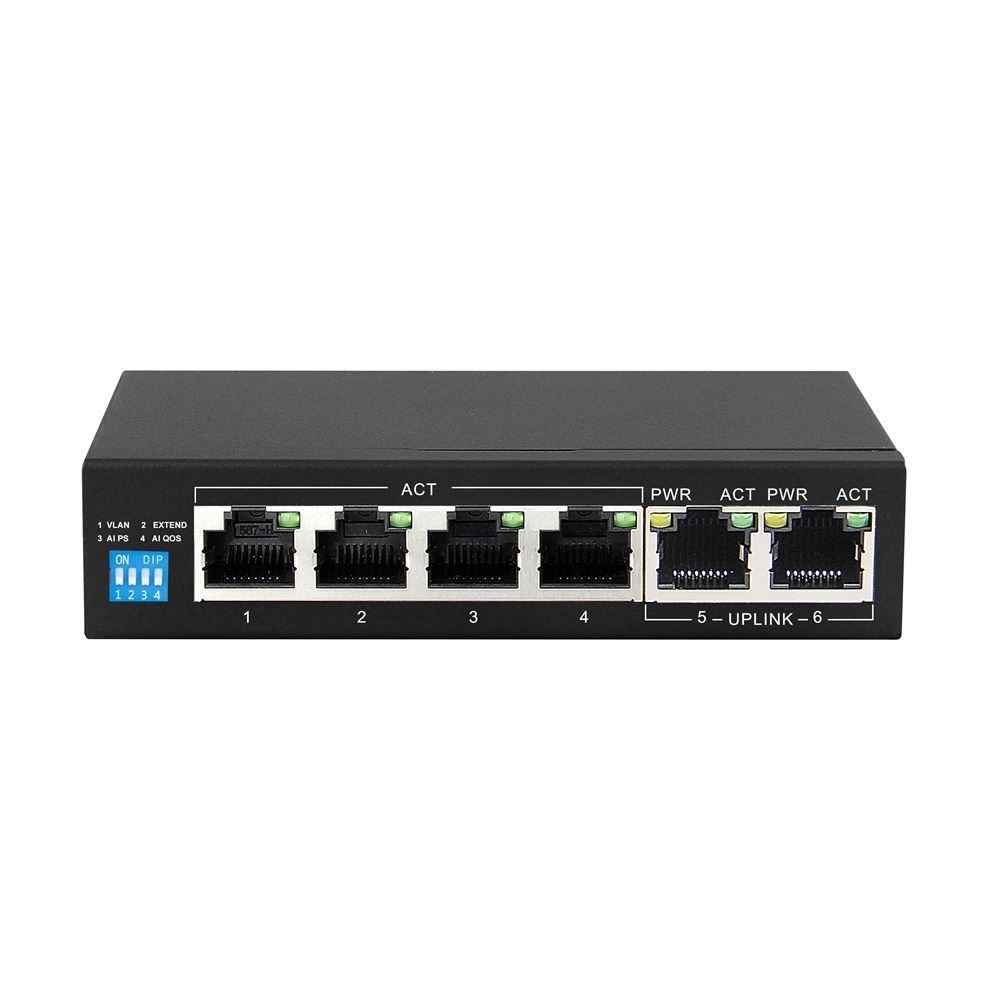 PoE Switch EXTRALINK KRIOS (4x Gigabit PoE+, 2x Gigabit Uplink, 60W)-0