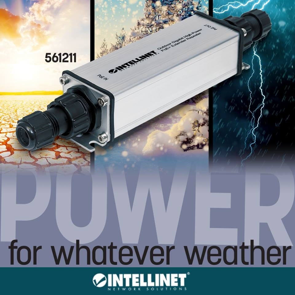 PoE Extender INTELLINET Outdoor Gigabit High-Power, IP65, domet 100m-1