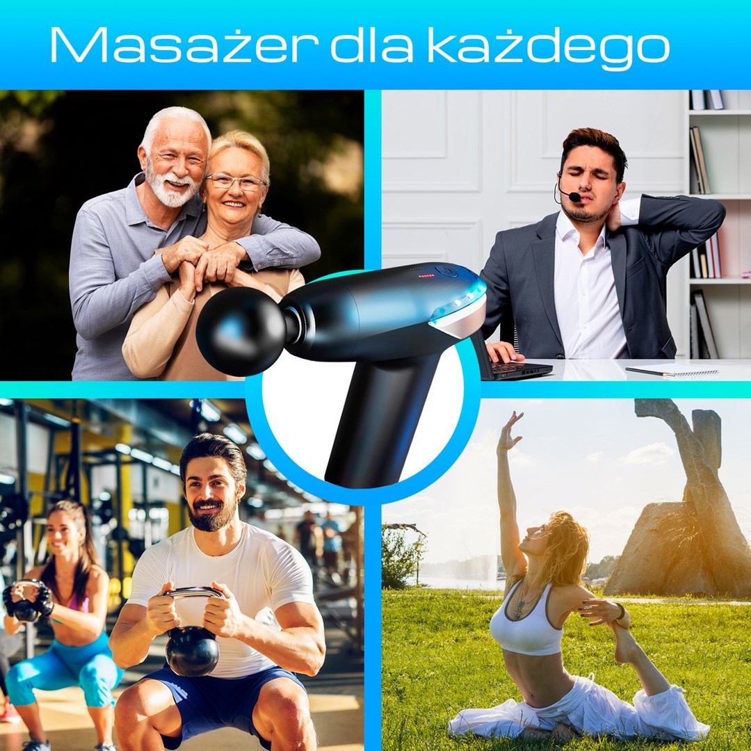 Masažer EXTRALINK Gun Lite, 3 200 okr./min, 6 zamjenjivih nastavaka-6