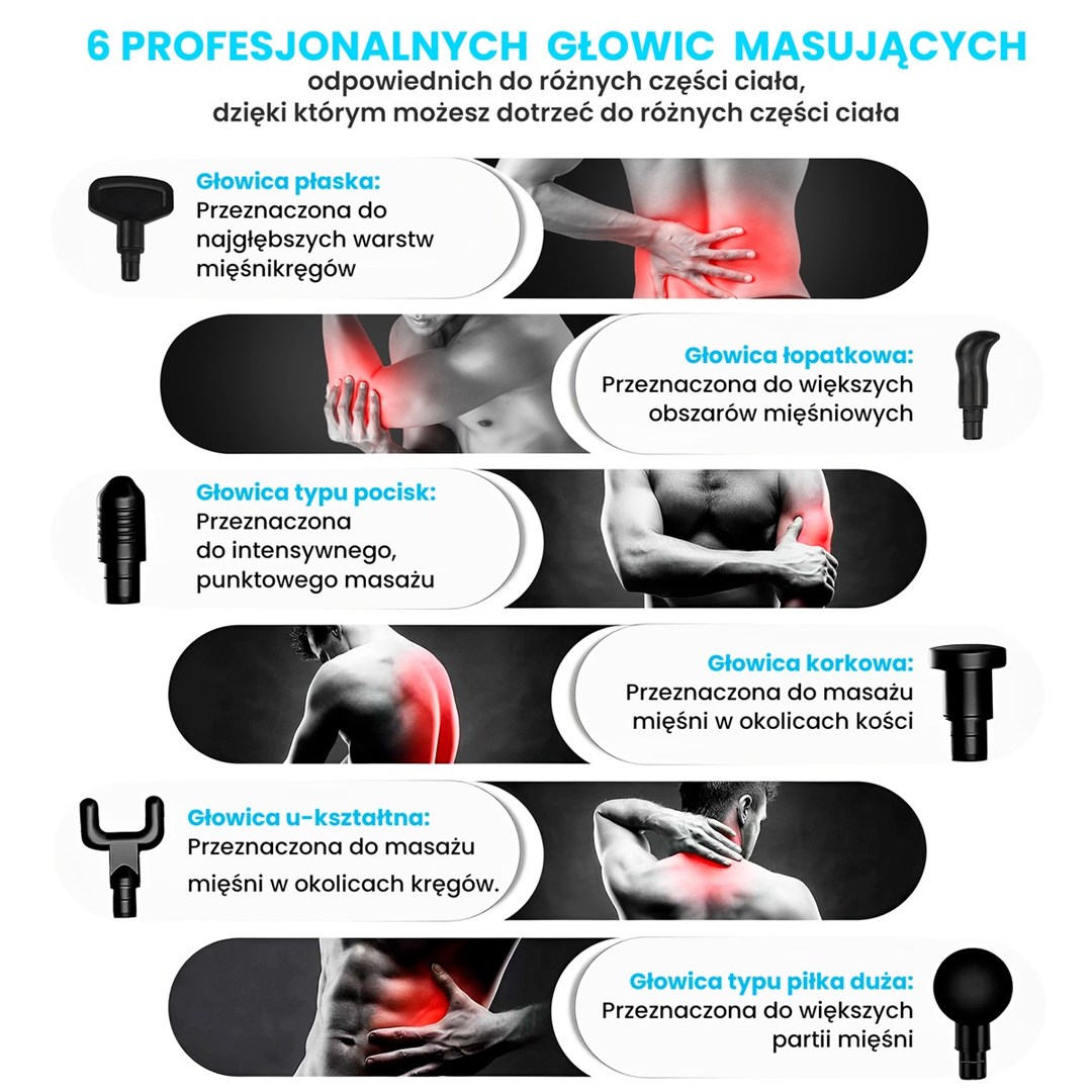 Masažer EXTRALINK Gun Lite, 3 200 okr./min, 6 zamjenjivih nastavaka-1