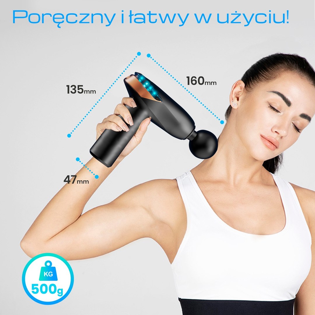 Masažer EXTRALINK Gun Lite, 3 200 okr./min, 6 zamjenjivih nastavaka-4