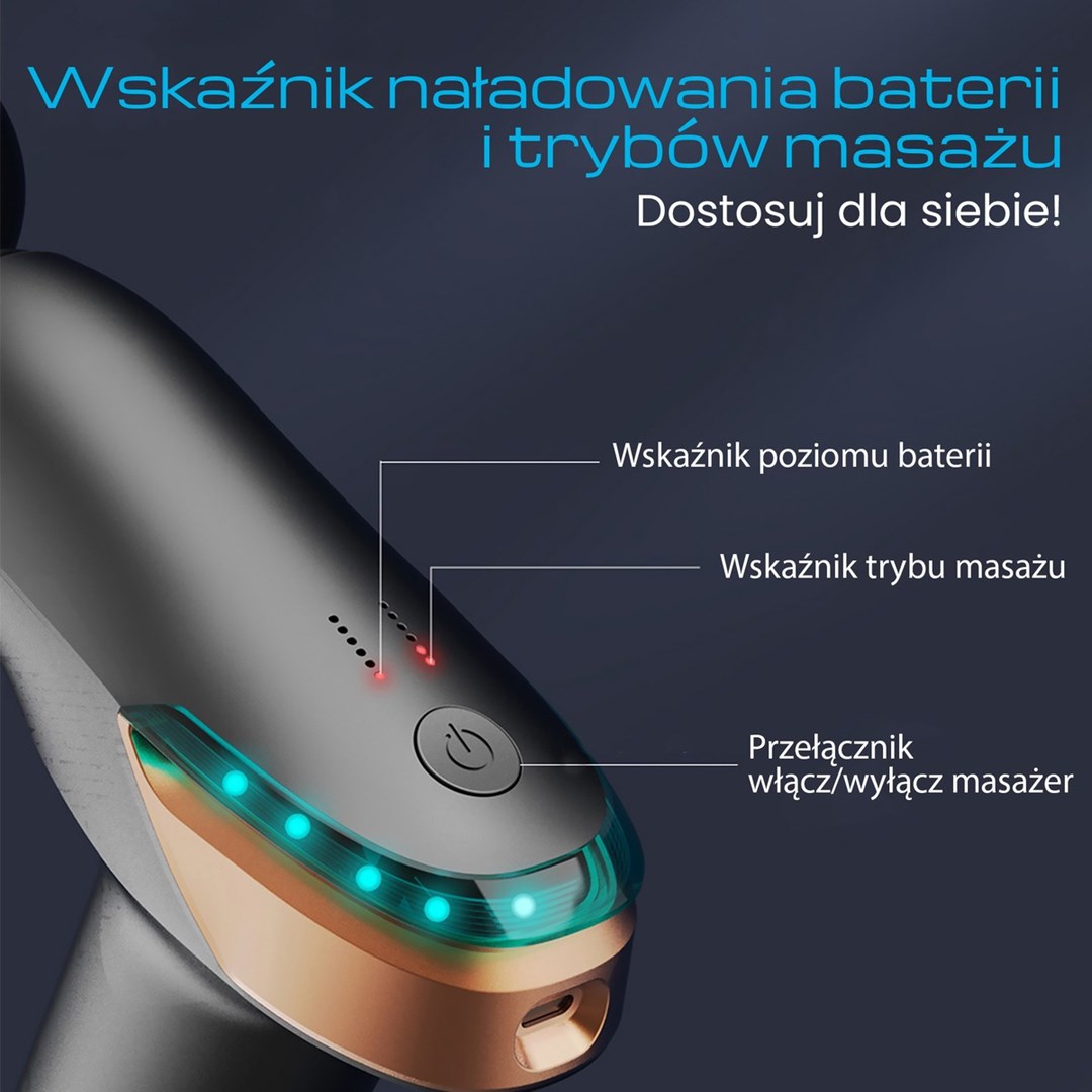 Masažer EXTRALINK Gun Lite, 3 200 okr./min, 6 zamjenjivih nastavaka-5