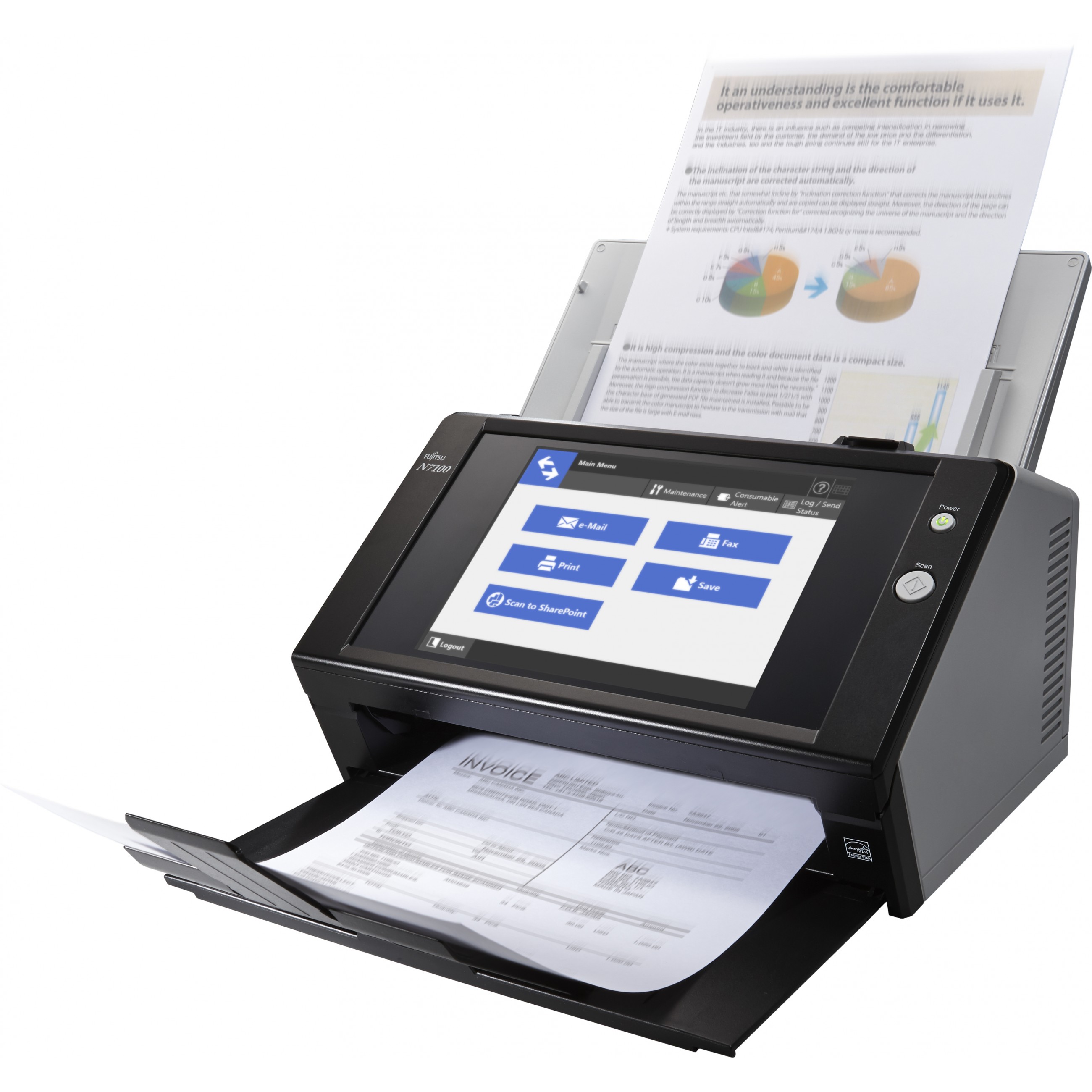 Skener FUJITSU N7100E (ADF, LCD, Ethernet, USB 2.0, Crni)