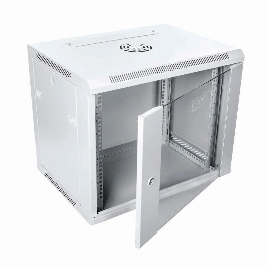 Wall-mounted network cabinet 19" 9U rack 600x450, door glass, gray, untilized, folded, 60kg-5