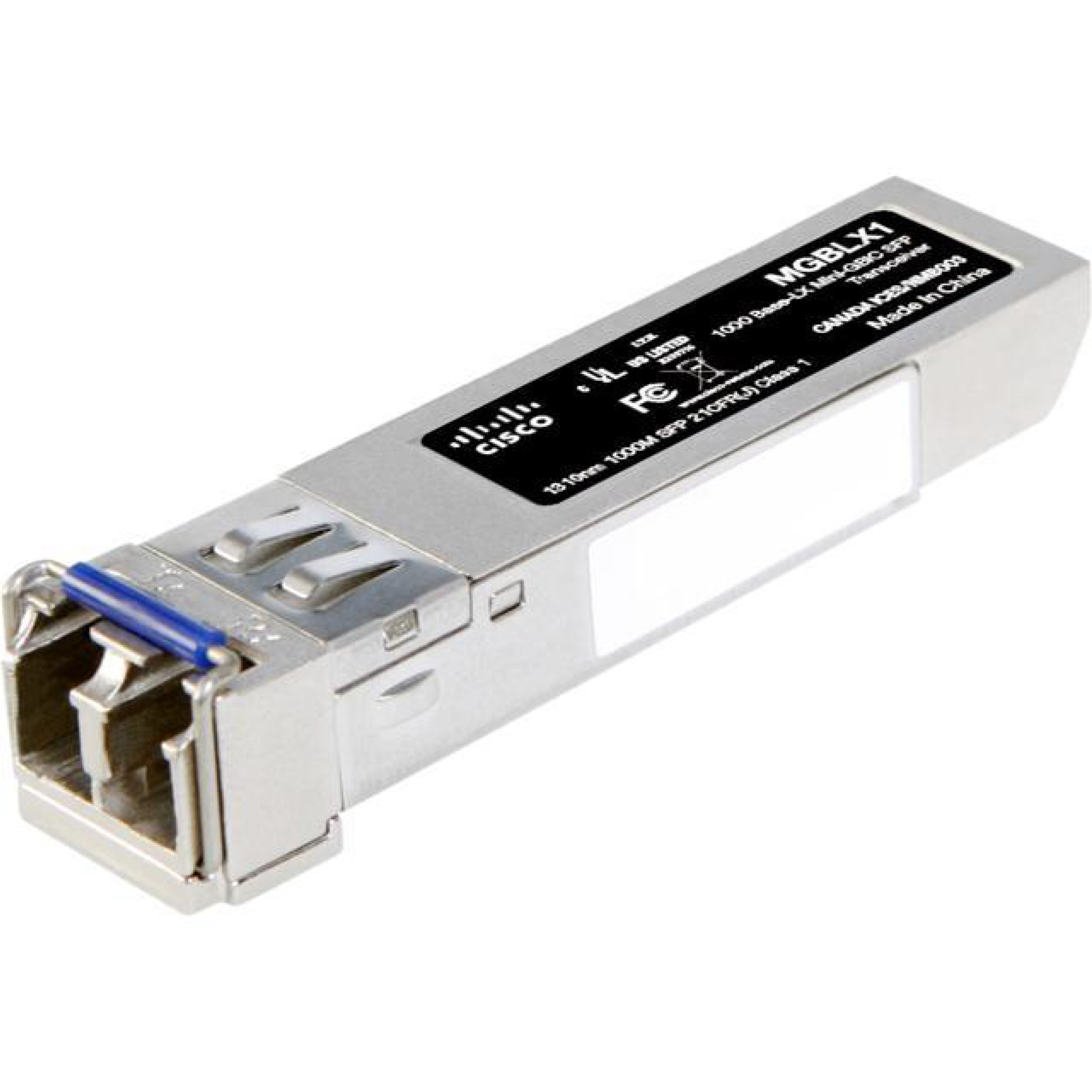SFP CISCO MGBLX1 (fiber type smf, transmit power range -9.5 - -3 dBmW, interface SFP, dimensions 13.4 x 55.7 x 8.5 mm, connector LC-LC, full duplex yes, maximum data transfer rate 1000 Mbit/s, cabling technology 1000BASE-LX, maximum transfer distance 10000 m, wavelength 1310 nm, power consumption 1 W)-0