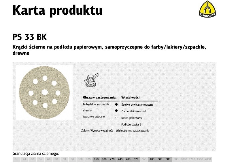 Brusni disk KLINGSPOR PS 33 BK 225 mm, granulacija 180, 50 kom-0