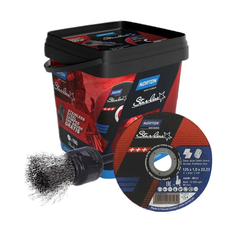 NORTON STARLINE CUTTING DISC A60R 125x1.0x22.23 /100 pieces +BRUSH BRUSH-0