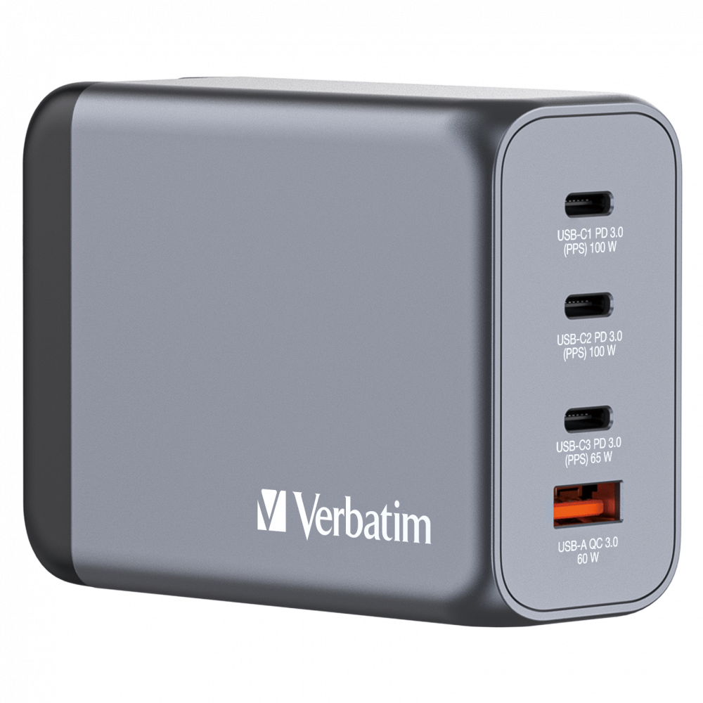 Verbatim GNC-200 GaN Charger 200W with 2 x USB-C PD 100W / 1 x USB-C PD 65W / 1 x USB QC 3.0 (EU/UK/US)-8
